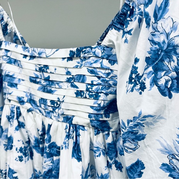Abercrombie & Fitch Blue and White Floral Puff-Sleeve Mini Dress - Picture 6 of 14